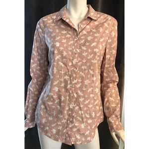 Boden long sleeve Pink Top with Whjte Birds